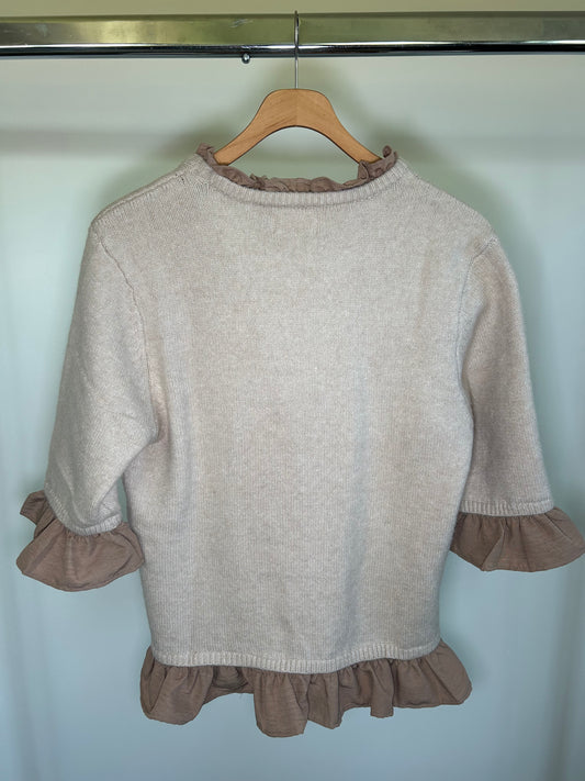 Latte Ruffle Trimmed Sweater