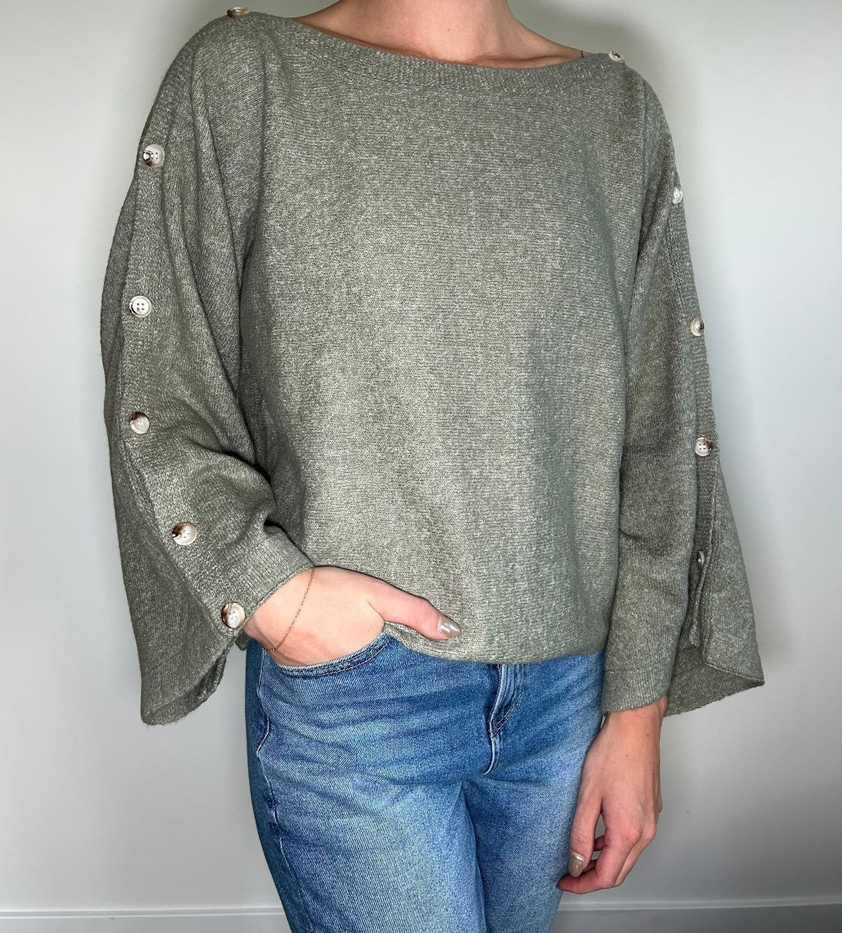 Button Down Sleeve Sweater
