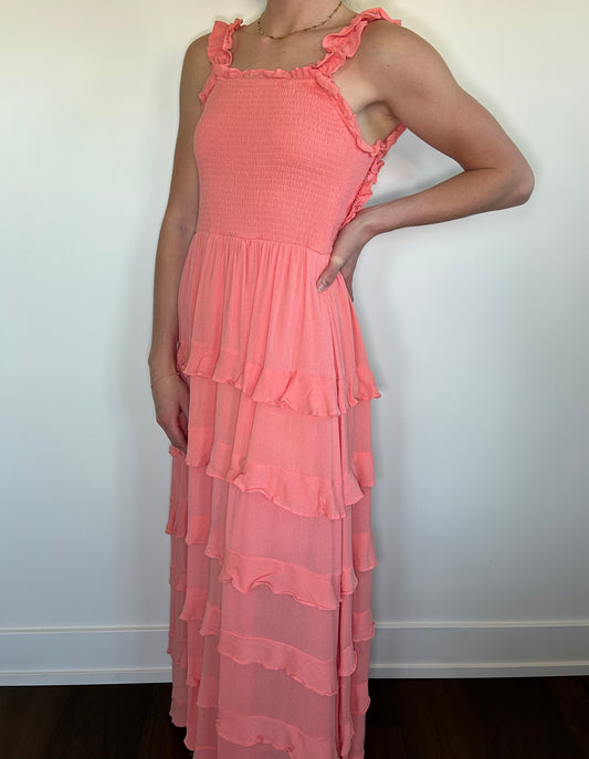 Peach Tiered Sundress