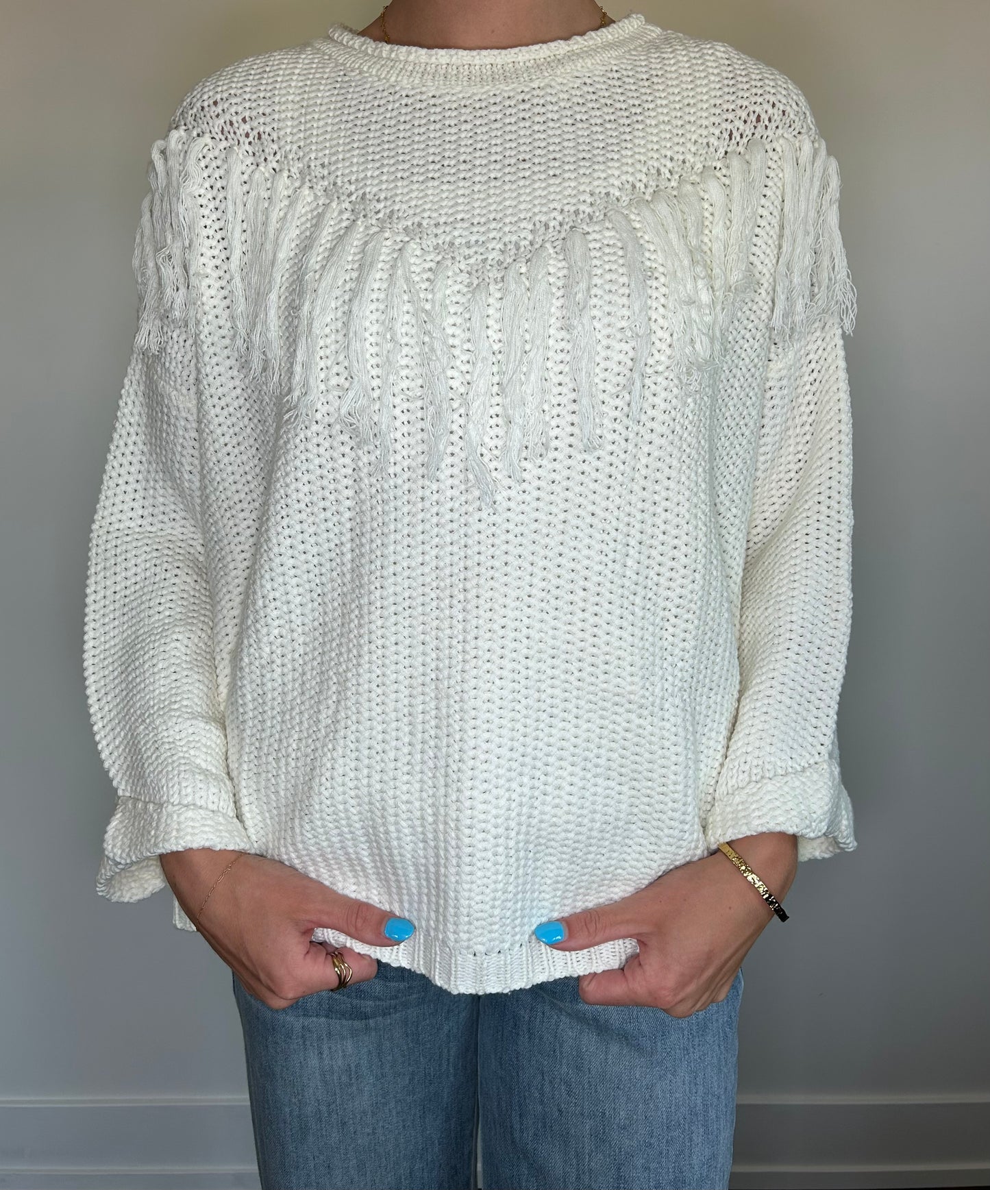 Ivory Fringe Sweater
