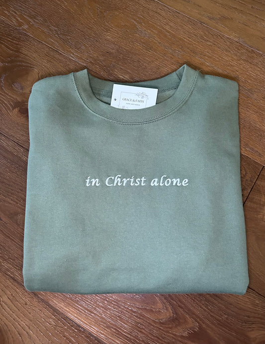 "In Christ Alone" Embroidered Crew