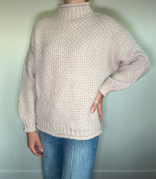 Mock Neck Waffle Knit Sweater