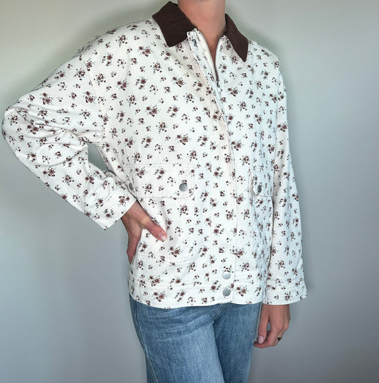 Cream Floral Denim Jacket