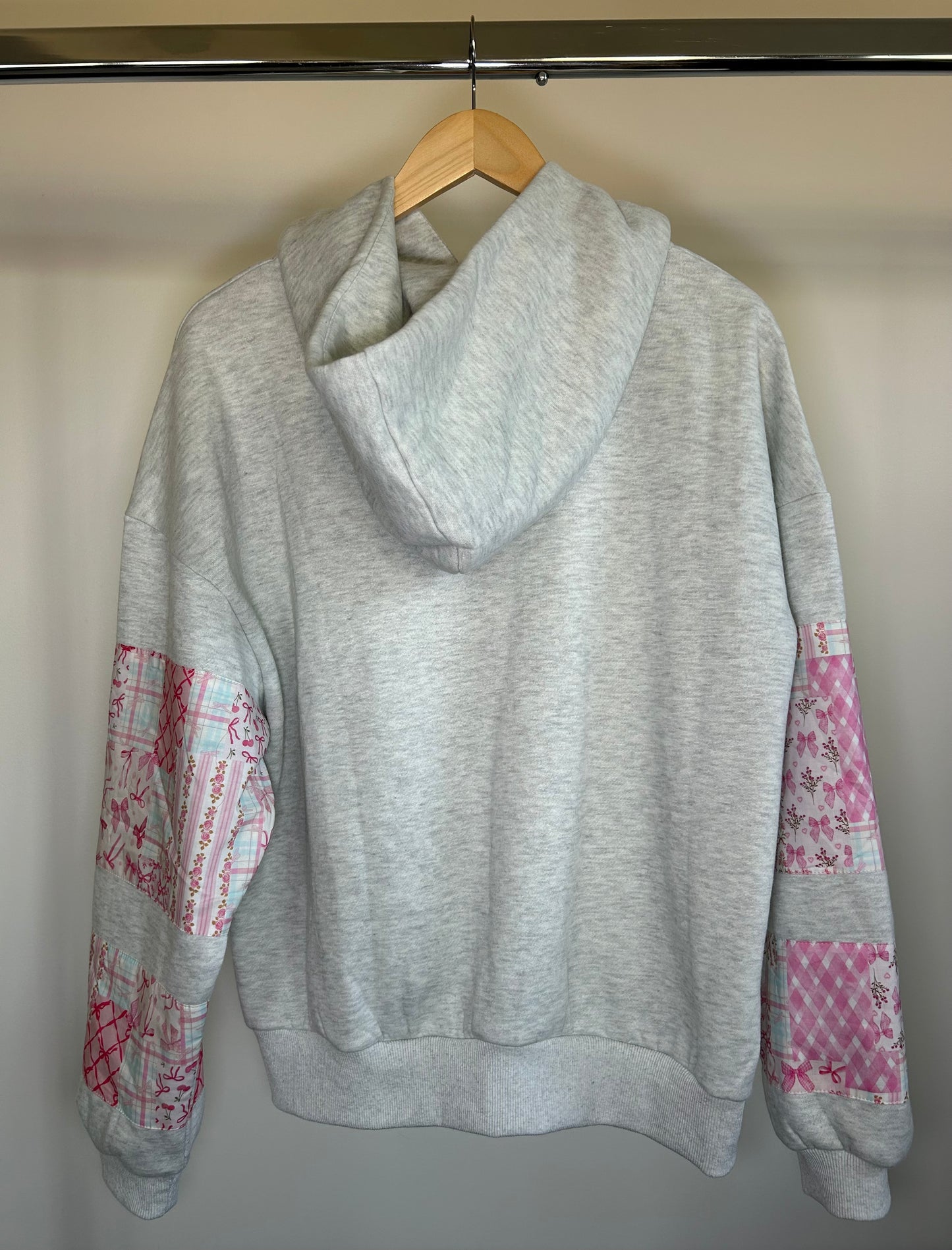 Pink Patchwork Sleeve Hoodie