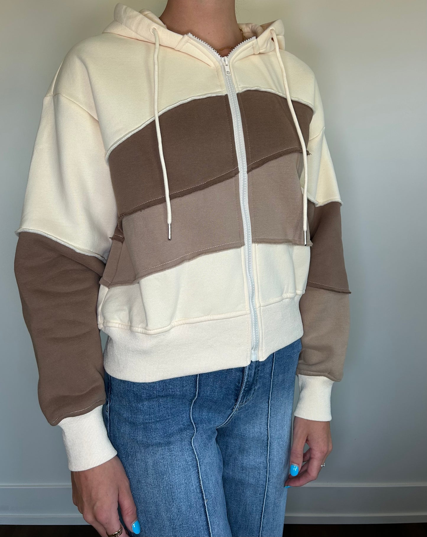 Textured Zip-Up Hoodie