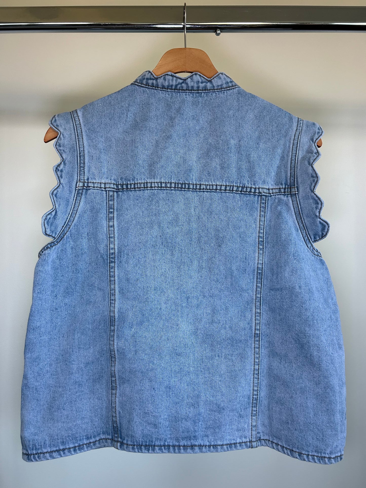 Scalloped Edge Denim Vest