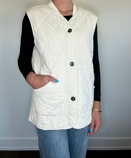 Cream Quilted Vest