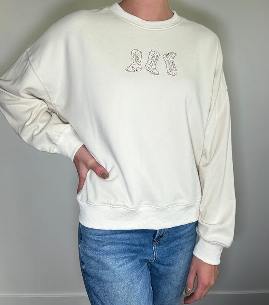 Western Embroidered Crew Neck