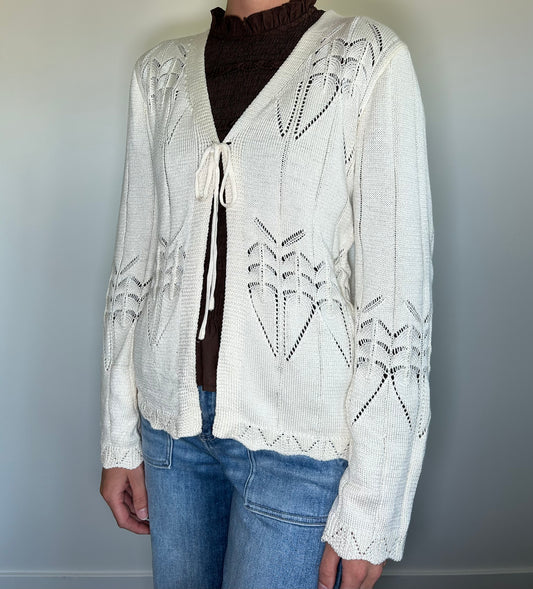 Cream Tie Front Cardigan
