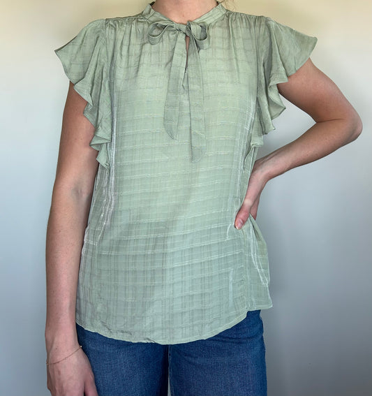 Sage Front Tie Top