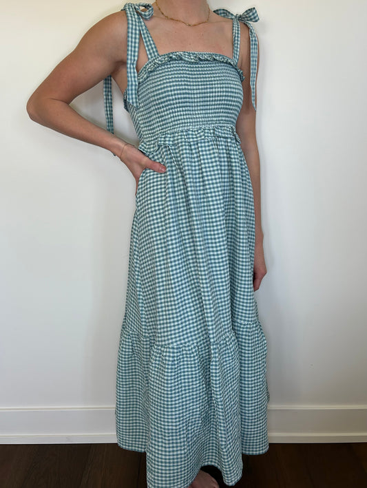 Teal Gingham Dress