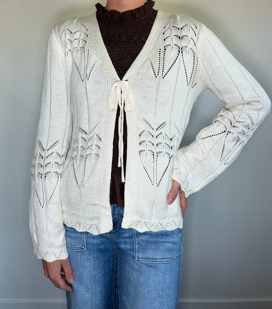 Cream Tie Front Cardigan