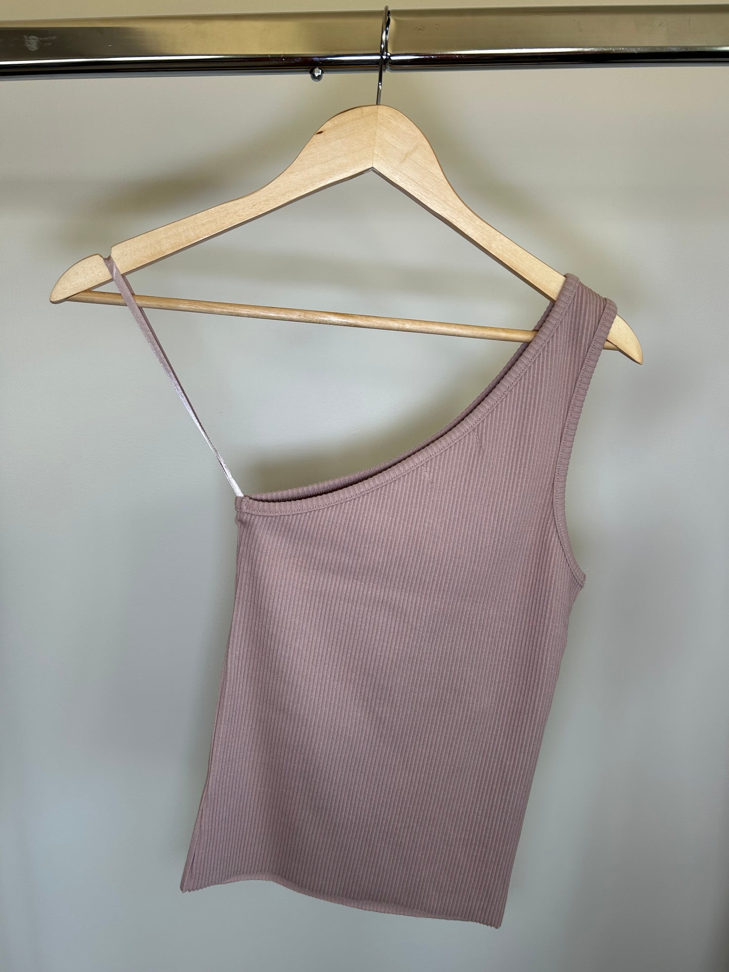 Light Mocha Mauve One Shoulder Top