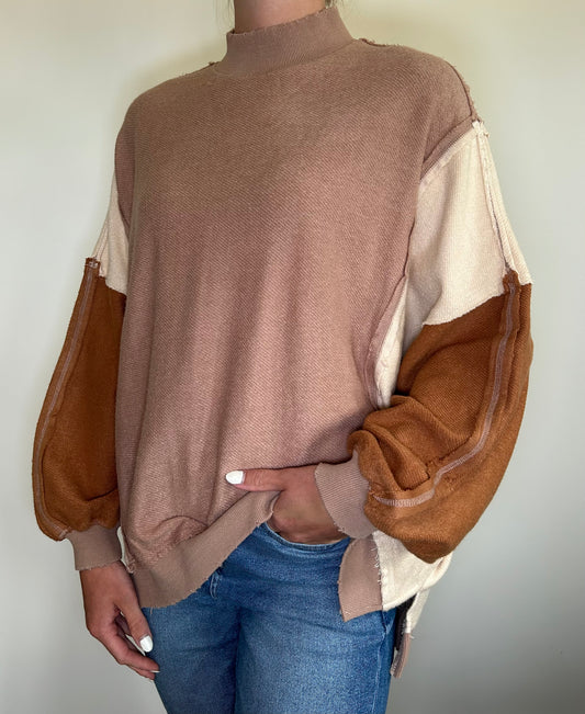 Mock Turtleneck Multi-Colored Top