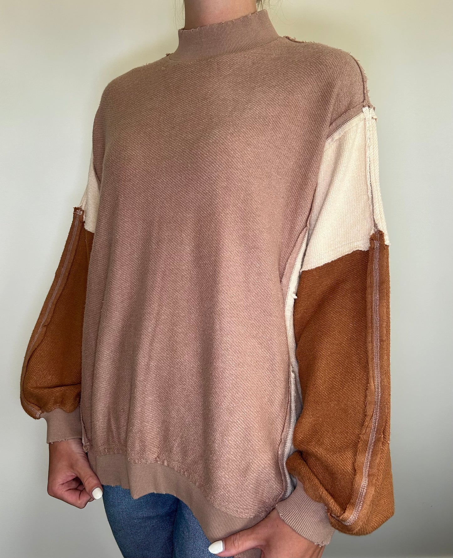 Mock Turtleneck Multi-Colored Top
