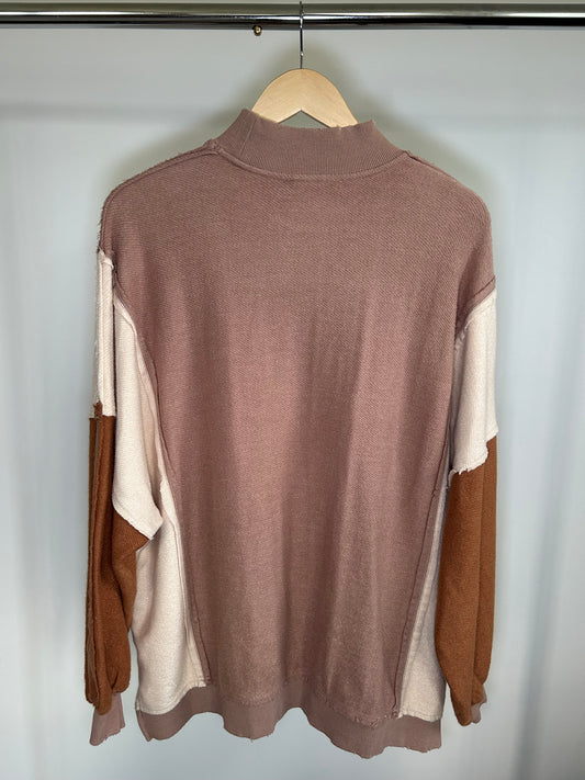 Mock Turtleneck Multi-Colored Top
