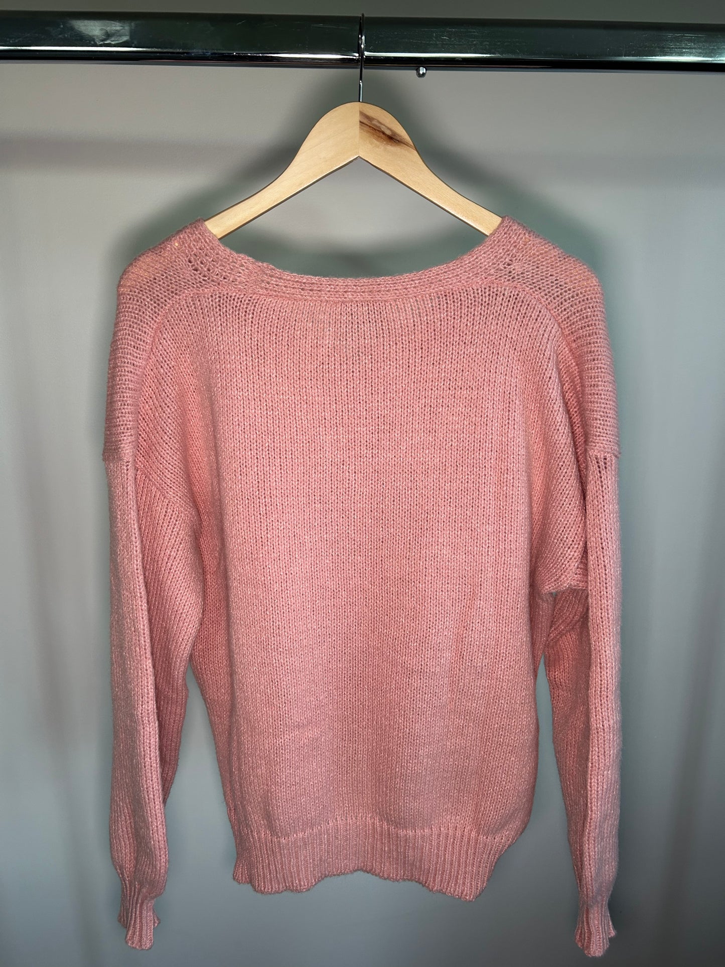 Pink Lace Frilled Buttoned Sweater