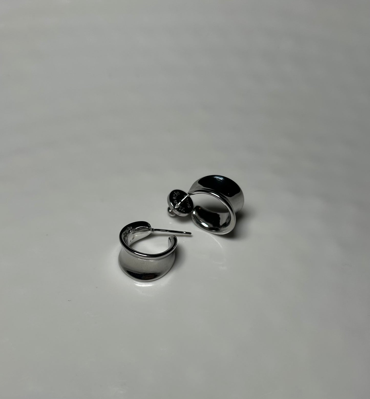 Silver Wide Dome Hoop Earrings