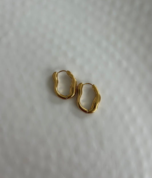 Gold Wavy Hoop Earring