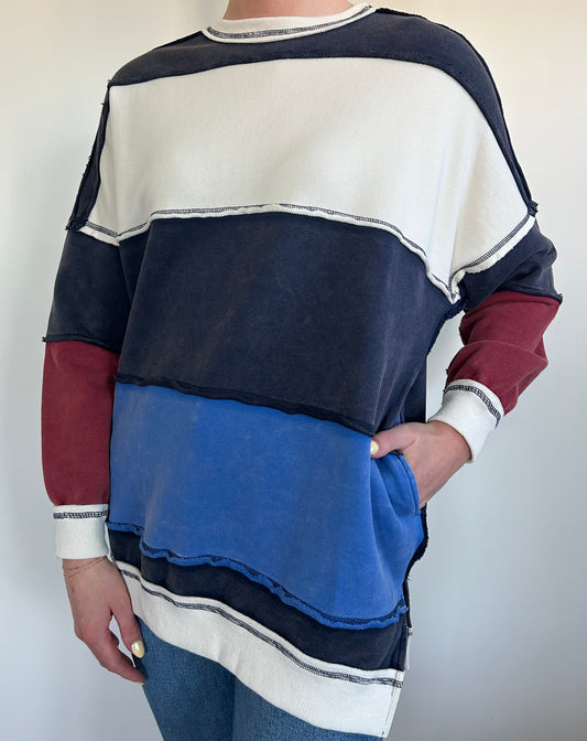 Navy Stripe Sweatshirt
