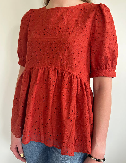 Rust Eyelet Top