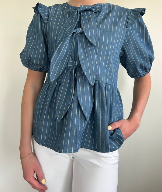 Denim Pinstripe Top