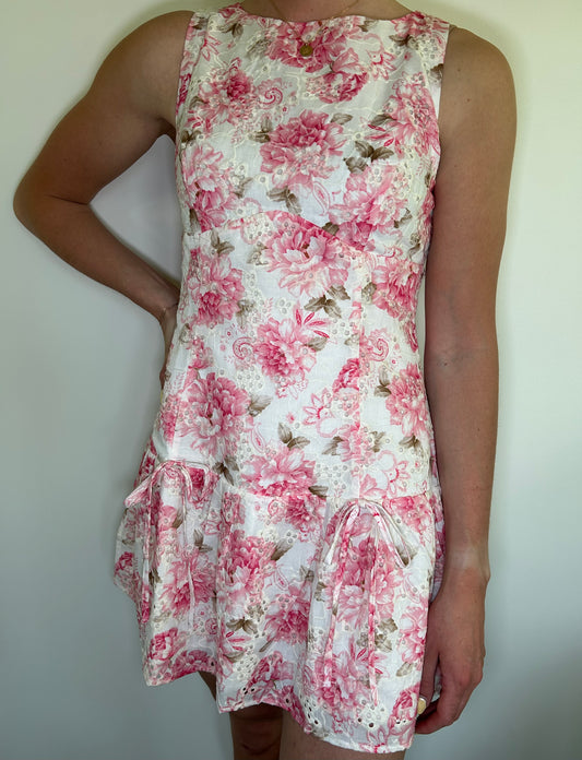 Pink and Ivory Floral Dress