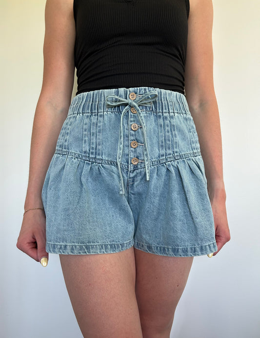 Flared Denim Shorts
