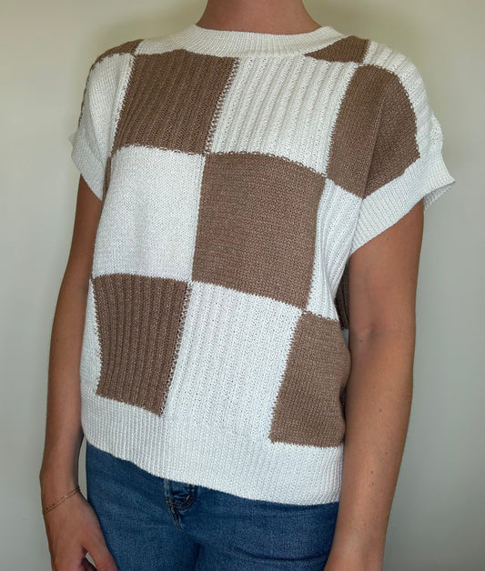 Coffee/Ivory Sweater Top