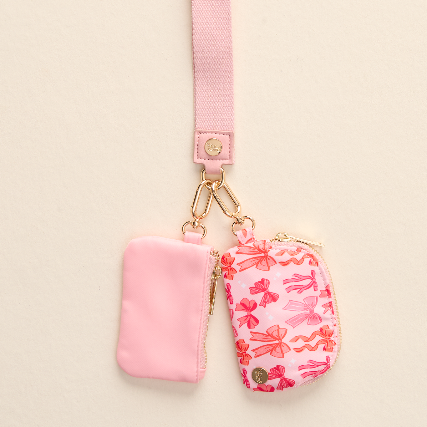 2-Pouch Wristlet - Pink Bows